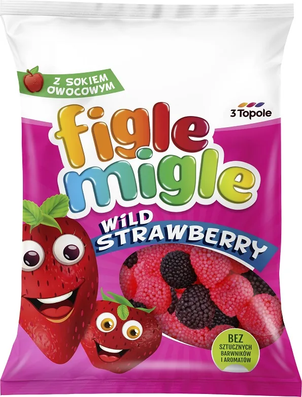 ŽELEJKONFEKTES FIGLE MIGLE WILD STRAWBERRIES, 80G