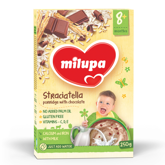 RĪSU BIEZPUTRA MILUPA AR ŠOKOLĀDES GABALIŅIEM NO 8 MĒNEŠIEM 250G