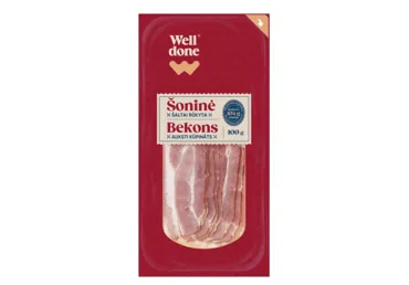 AUKSTI KŪPINĀTS BEKONS WELL DONE 100G