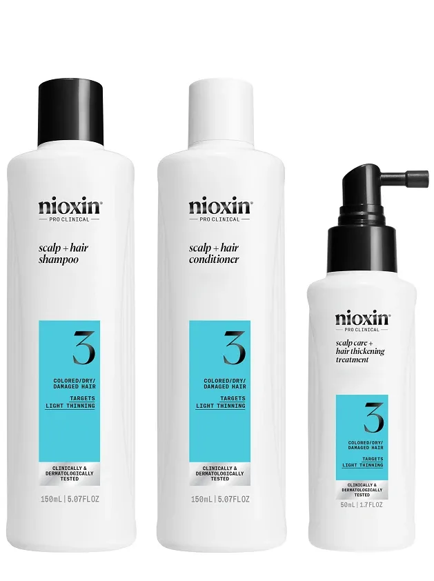 Nioxin SYS3 Komplekts krāsotiem matiem ar vieglu tendenci kļūt plānākiem, 150 ml+150 ml+50 ml