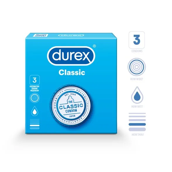 Durex Classic prezervatīvi, 3 gab.