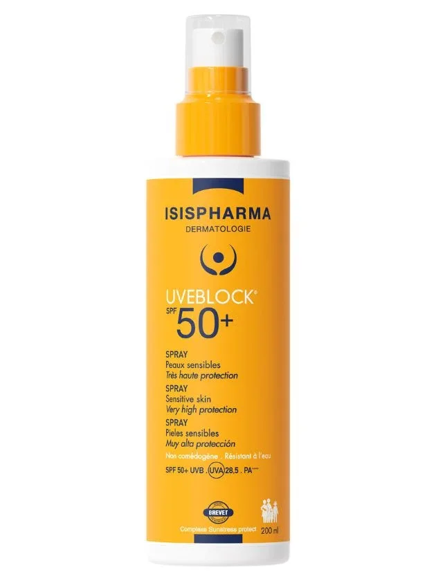 Isispharma Uveblock SPF50+ Augstas aizsardzības sprejs sejai un ķermenim, 200 ml