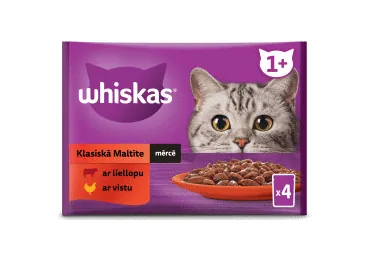 KONSERVĒTA KAĶU BARĪBA WHISKAS CLASSIC 4X85G