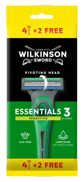 Одноразовые бритвы Wilkinson Sword Essentials 3 Sensitive для мужчин, 6 шт.