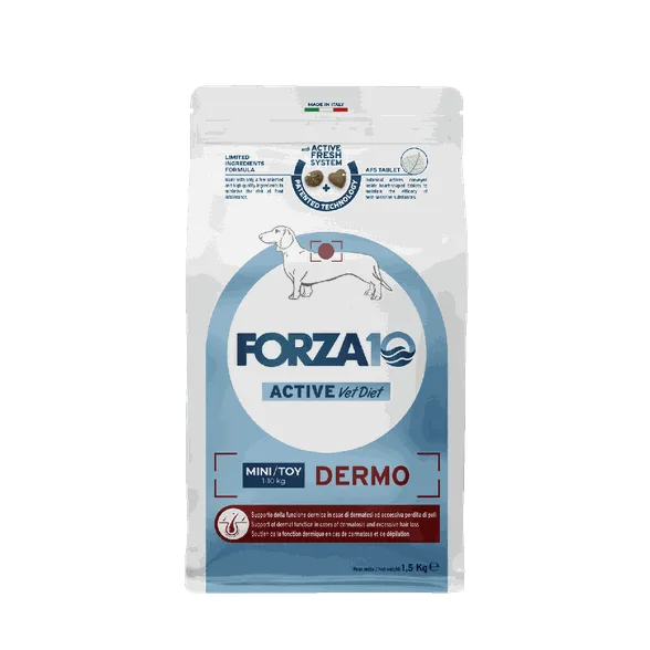 FORZA10 Active Vetdiet Dermo mini/toy, suņiem sausā barība, 1,5 kg