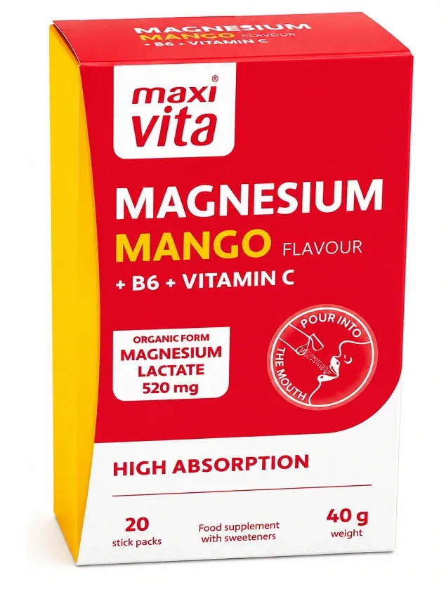 Magnesium mango + B6 + vitamīns C, 20 paciņas