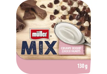 JOGURTS MÜLLER MIX AR ŠOKOLĀDES SIRSNIŅĀM 130G