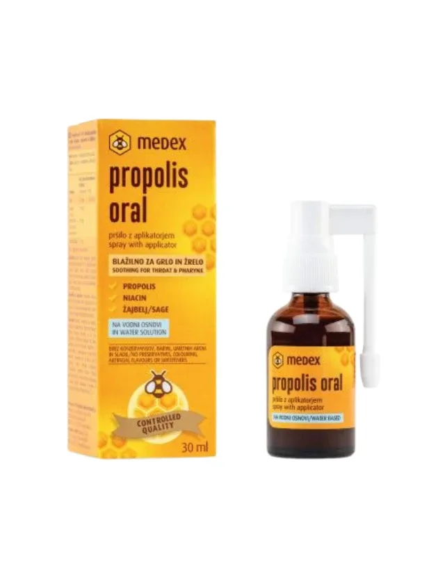 Medex Propolis Oral Sprejs ar izsmidzinātāju, 30 ml