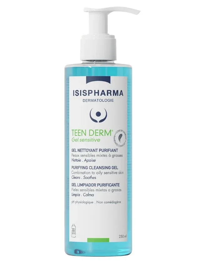 Isispharma Teen Derm® Gel sensitive attīrošs gels iekaisīgas aknes ādai, 250 ml