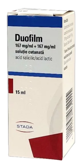 Duofilm 167 mg/150 mg/G, uz ādas lietojams šķīdums, 15 ml