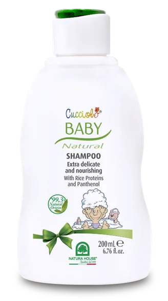 Natura House Cucciolo Baby Maigs šampūns bērniem ar rīsu proteīniem un pantenolu, 200 ml