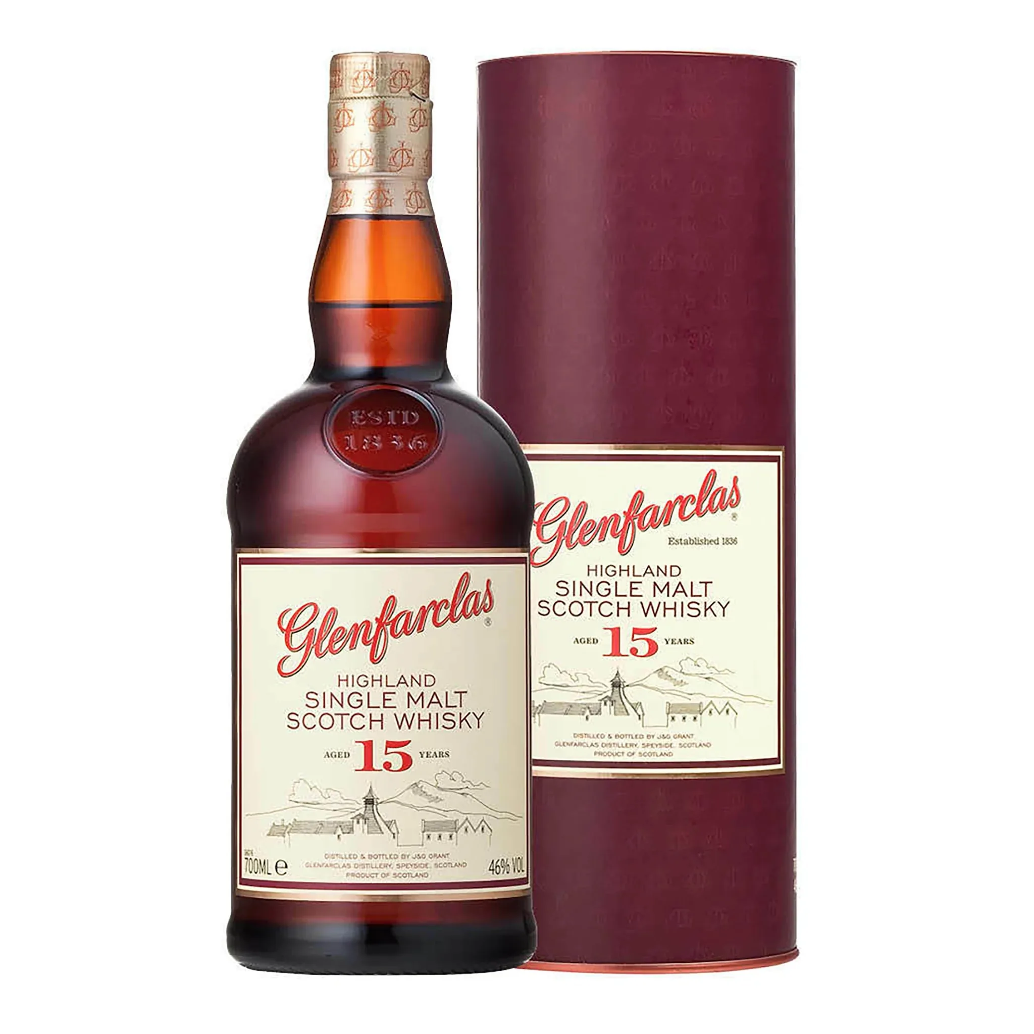 Viskijs Glenfarclas 15 Y.O., 46%, kastē, 0,7 l