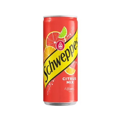 GĀZĒTS DZĒRIENS SCHWEPPES CITRUS MIX, AR CUKURU UN SALDINĀTĀJIEM, BUNDŽĀ, 0.33L (DEP)