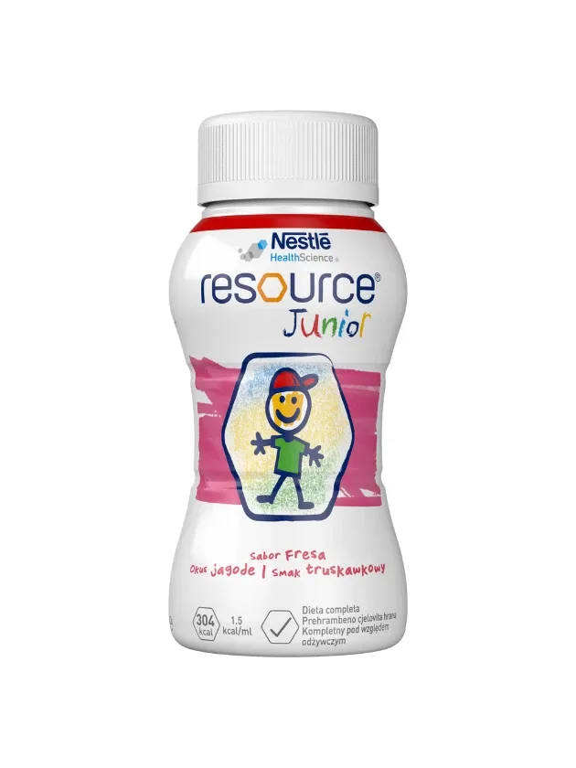 Nestle Resource Junior pārtika medicīniskiem nolūkiem ar zemeņu garšu, 4 x 200 ml
