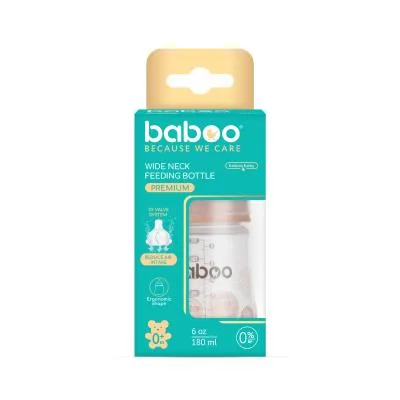 Baboo pretkoliku barošanas pudelīte, au naturale, 0+ mēneši 180 ml
