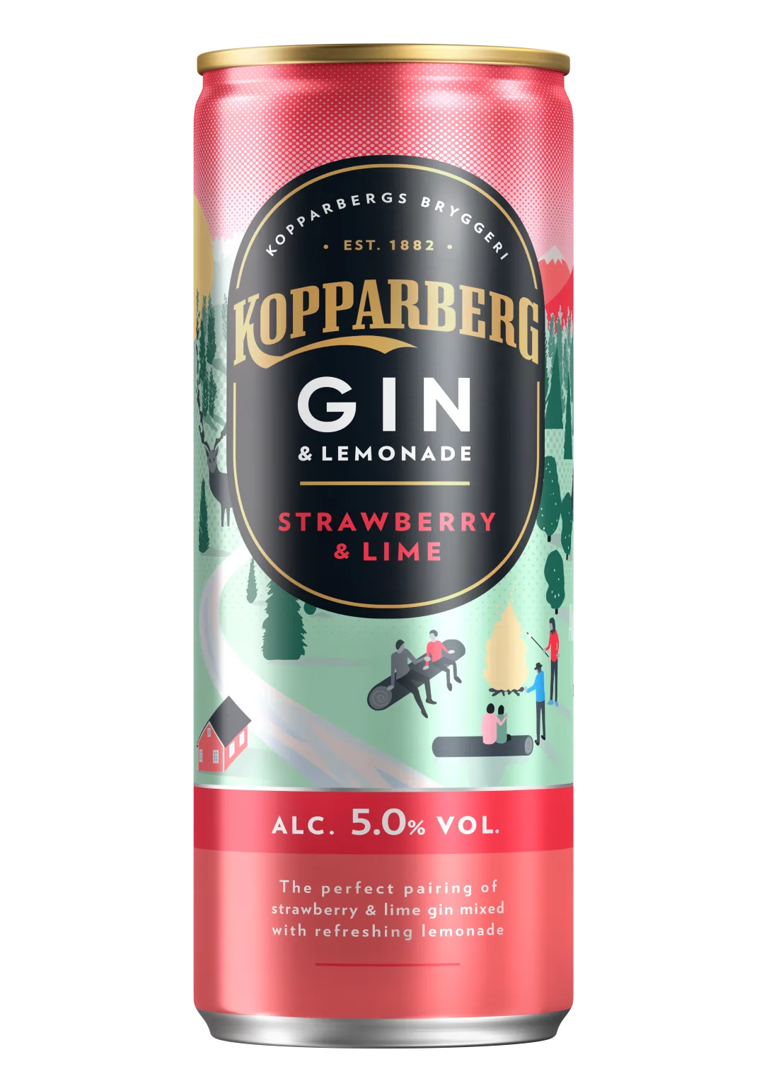 Алкогольный коктейль Kopparberg Gin & Lemonade Strawberry & Lime, 5%, банка, 0,25 л