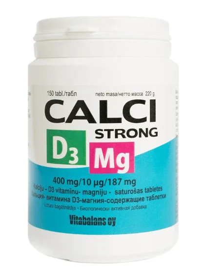 Calci strong + D3 + mg, 150 tabletes