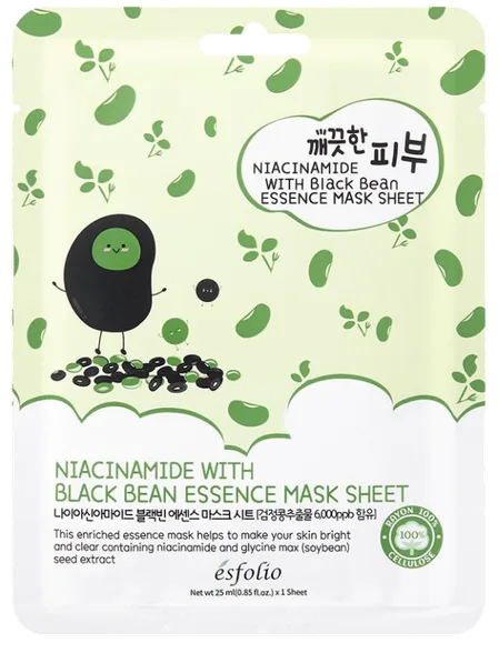 Esfolio Pure Skin Niacinamide black bean essence auduma sejas maska, 1 gab.