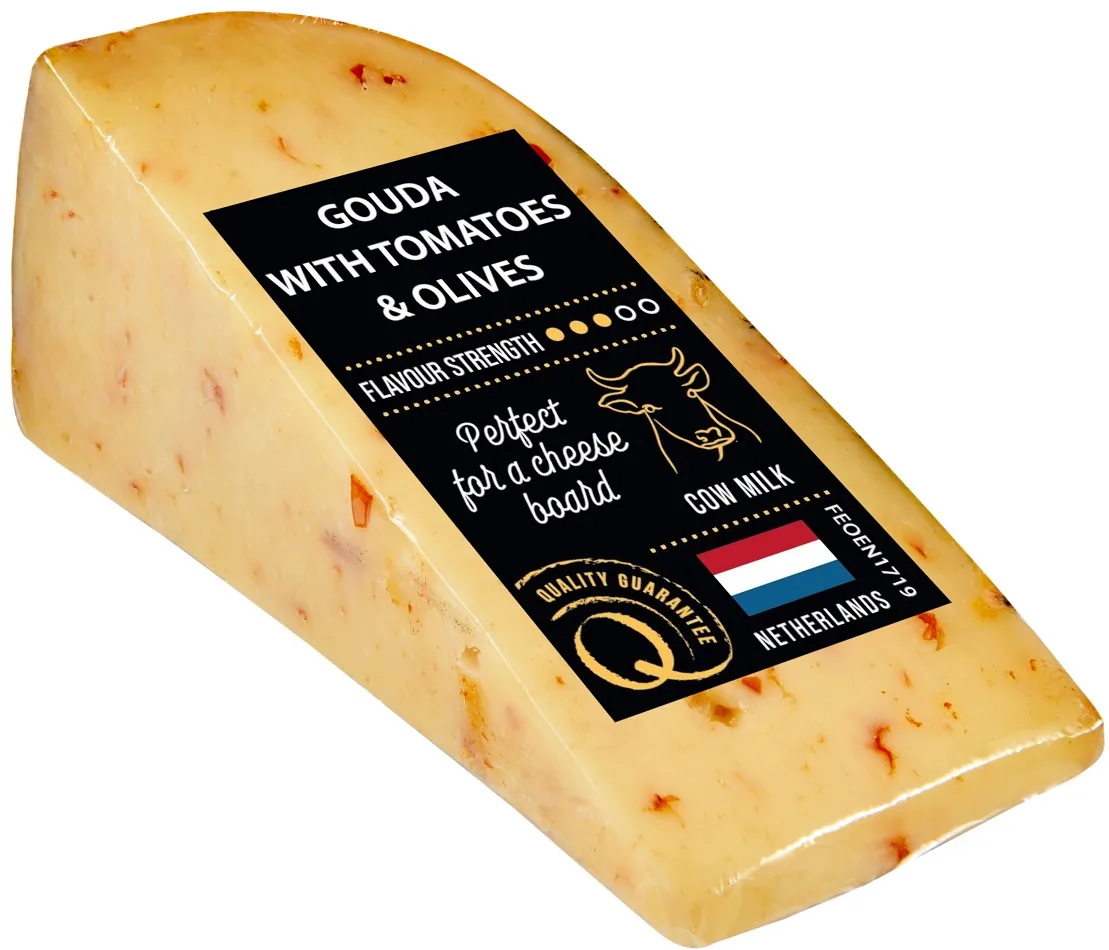 SIERS Q-CONCEPT GOUDA AR TOMĀTIEM UN OLĪVĀM, 130G