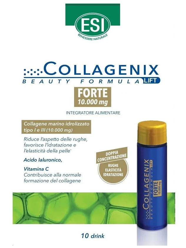 Esi Collagenix Forte Drink hialuronskābe, vitamīns C, fe, ZN, 10 x 30 ml