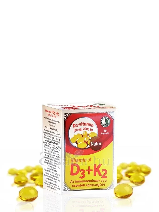 A+D3+K2 vitamīnu kapsulas, 30 gb.