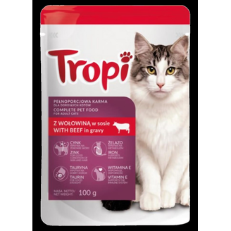 BARĪBA KAĶIEM KONS.TROPI AR LIELLOPA GAĻU 100G