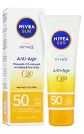 NIVEA SUN UV FACE Q10 ANTI-AGE SPF50 SAULES AIZSARGKRĒMS NORMĀLAI UN SAUSAI SEJAS ĀDAI, 50ML