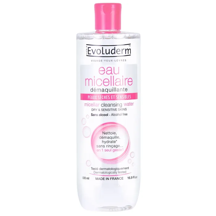 MICELĀRAIS ŪDENS SAUSAI ĀDAI EVOLUDERM 500ML