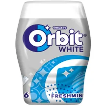 KOŠĻĀJAMĀ GUMIJA ORBIT WHITE FRESHMINT AR SALDINĀTĀJU 64G