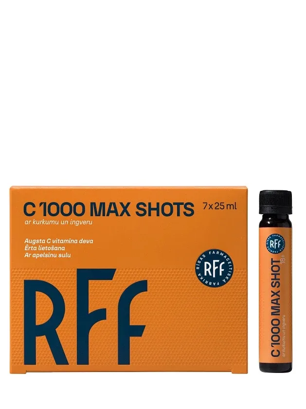 C 1000 max shots ar kurkumu un ingveru, 7 x 25 ml