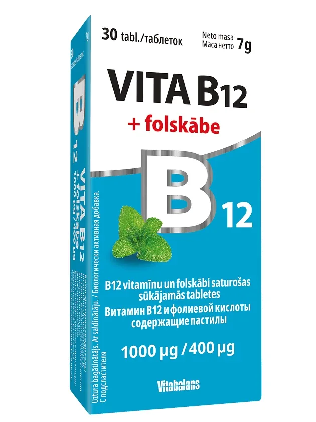 Vita-B12 + folskābe, 30 tabletes