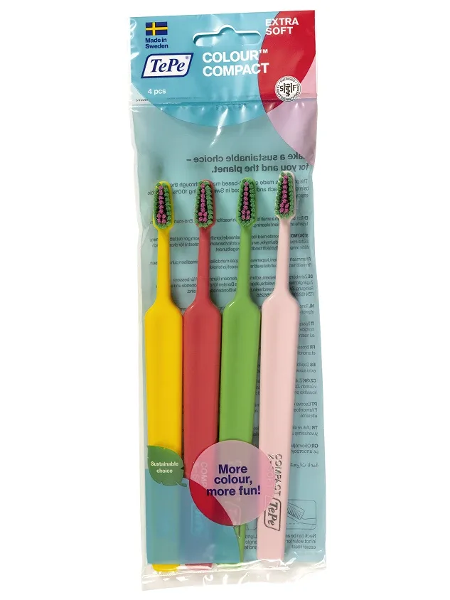 Tepe Colour Compact zobu birstes, 4 gb.