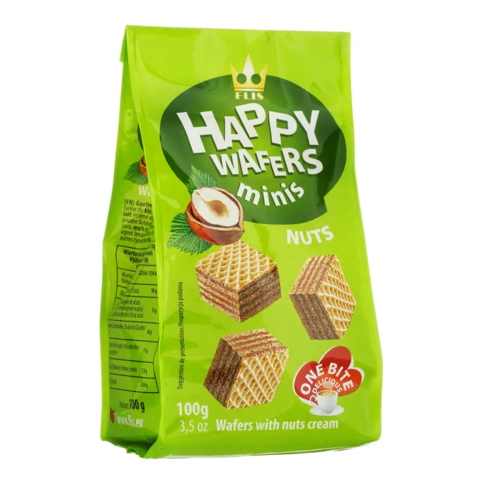 VAFELES HAPPY AR LAZDU RIEKSTU PILDĪJUMU 100G
