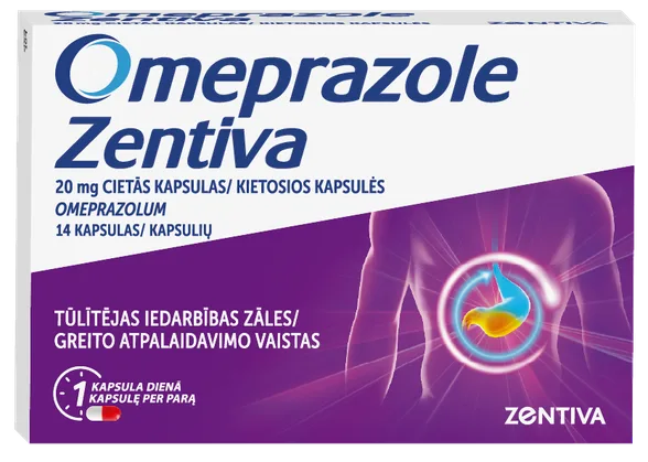 Omeprazole Zentiva 20 mg kapsulas, 14 gab.