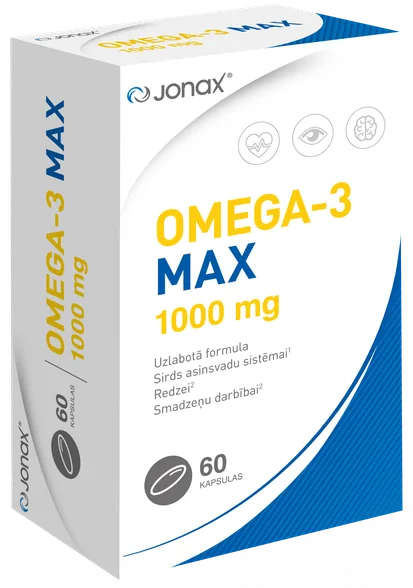 Jonax Omega-3 max 1000 mg kapsulas, 60 gab.