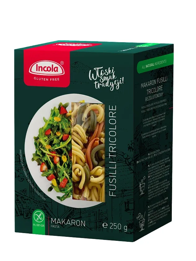 Макароны фузилли трёхцветные без глютена Incola, 250 г