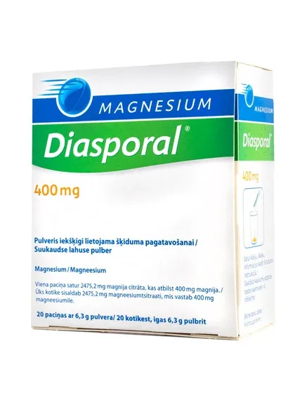 Magnesium Diasporal 400 mg granulas (magnijs), apelsīnu, 20 paciņas