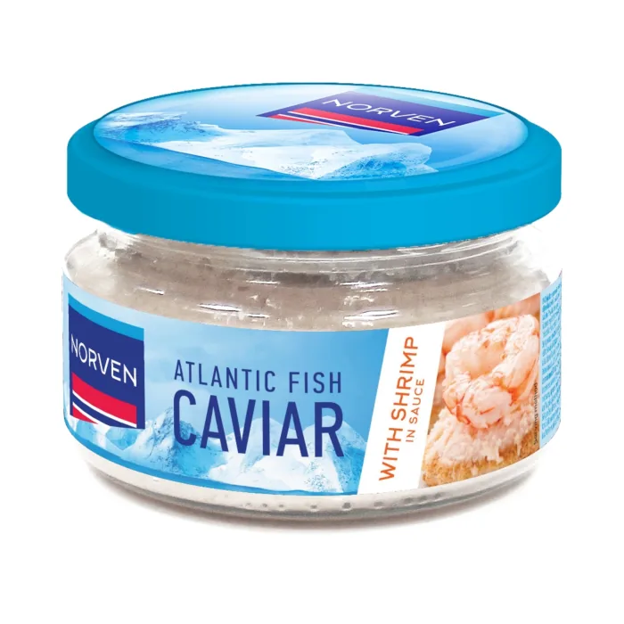 ATLANTIJAS ZIVJU IKRU PASTA NORVEN BALTAJĀ MĒRCĒ AR GARNELĒM 160G