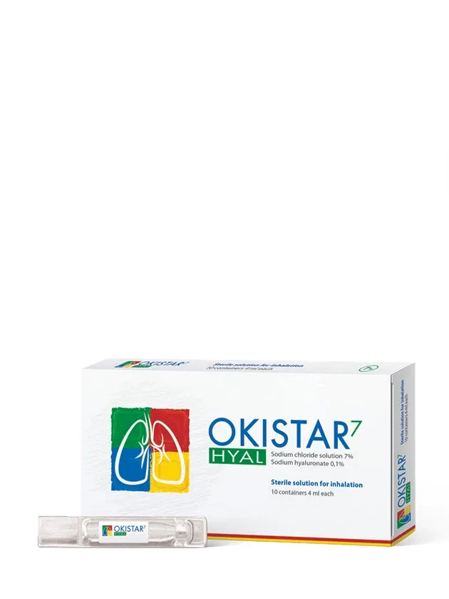 Okistar hyal 7% sterils šķīdums inhalācijām, 10 x 4 ml