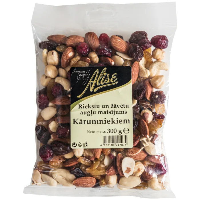RIEKSTU UN ŽĀVĒTU AUGĻU MAISĪJUMS ALIS CO KĀRUMNIEKIEM 300G