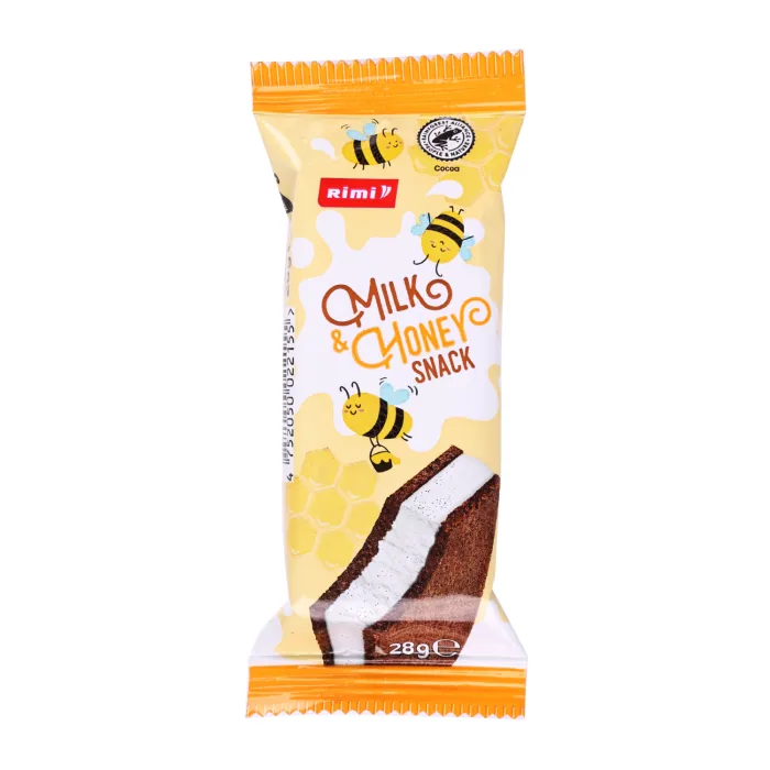 BISKVĪTA BATONIŅŠ RIMI AR PIENA UN MEDUS KRĒMU 28G