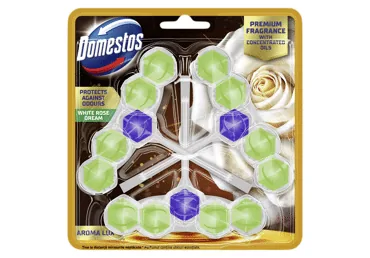 TUALETES ATSVAIDZINĀTĀJS DOMESTOS POWER WHITE ROSE 3X50G