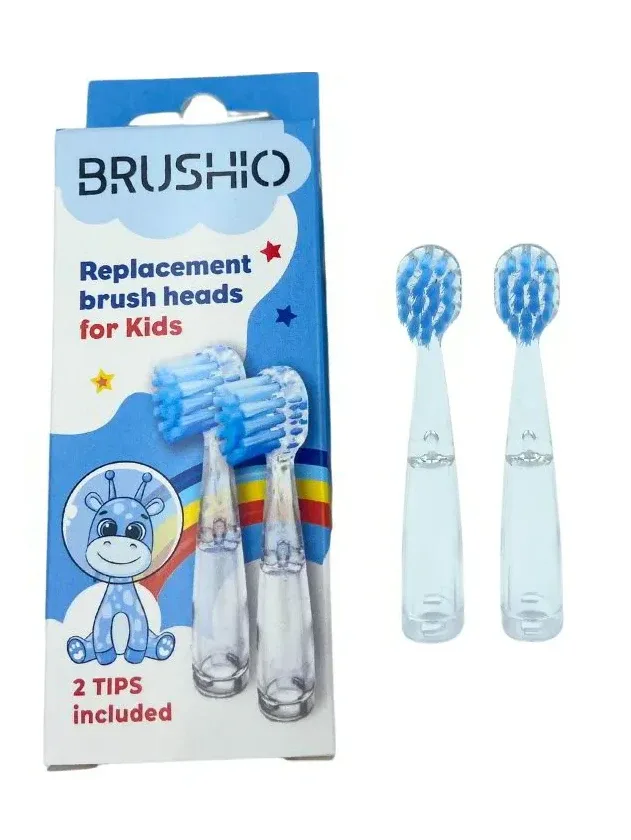 Brushio kids elektriskā zobu birstes uzgaļi zili, 2 gb.