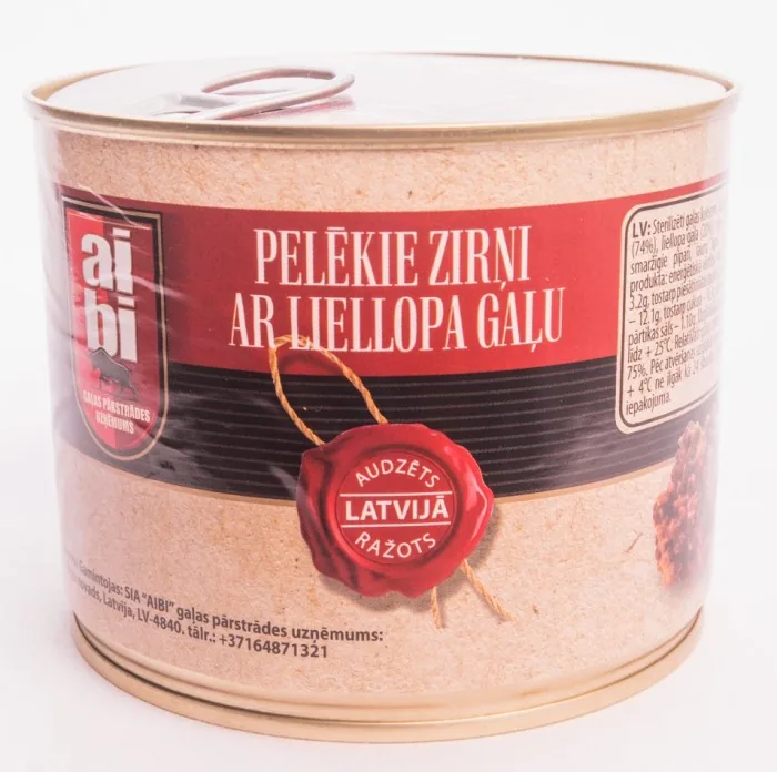 PELĒKIE ZIRŅI AR LIELLOPA GAĻU AIBI, 525G