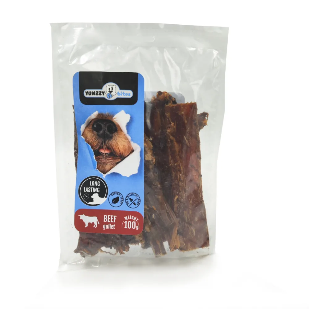 SUŅU GARDUMS YUMZZYBITES, ŽĀVĒTS LIELLOPA BARĪBAS VADS, 100G