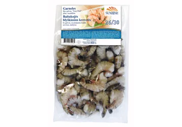 TĪĢERGARNELES SUNRISE 26-30 BEZ GALVAS JĒLAS 800G