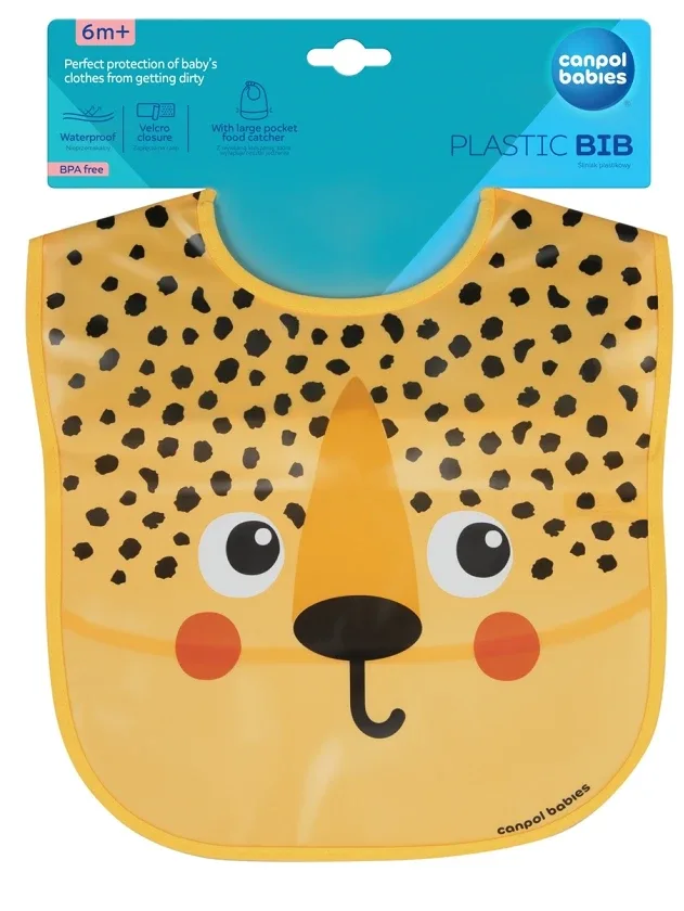 Canpol Babies barošanas lacīte ar kabatu babiesboo cheetah