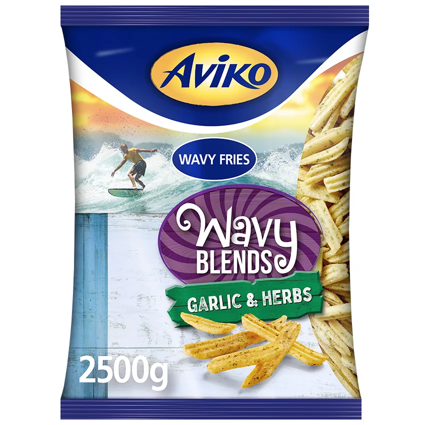 SALDĒTI FRĪ KARTUPEĻI WAVYBLENDS GARLIC&HERBS AVIKO, 2,5KG