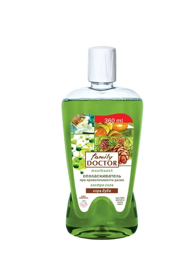 Family doctor ekstra stiprums mutes dobuma skalošanas līdzeklis ozola miza, 360 ml