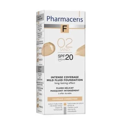 Pharmaceris F Intense Coverage SPF20 tonālais krēms ar ilgu noturību 02 sand 30 ml